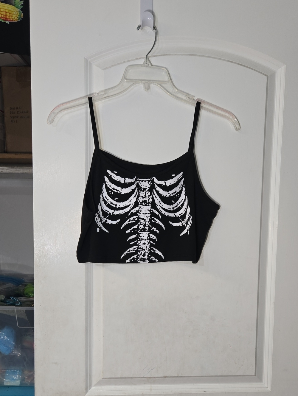 Romwe 1XL Black Skeleton Graphic Crop Cami Top - Women